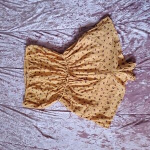 HOLLISTER shorts one piece Romper yellow floral strapless tube top jumpsuit MED